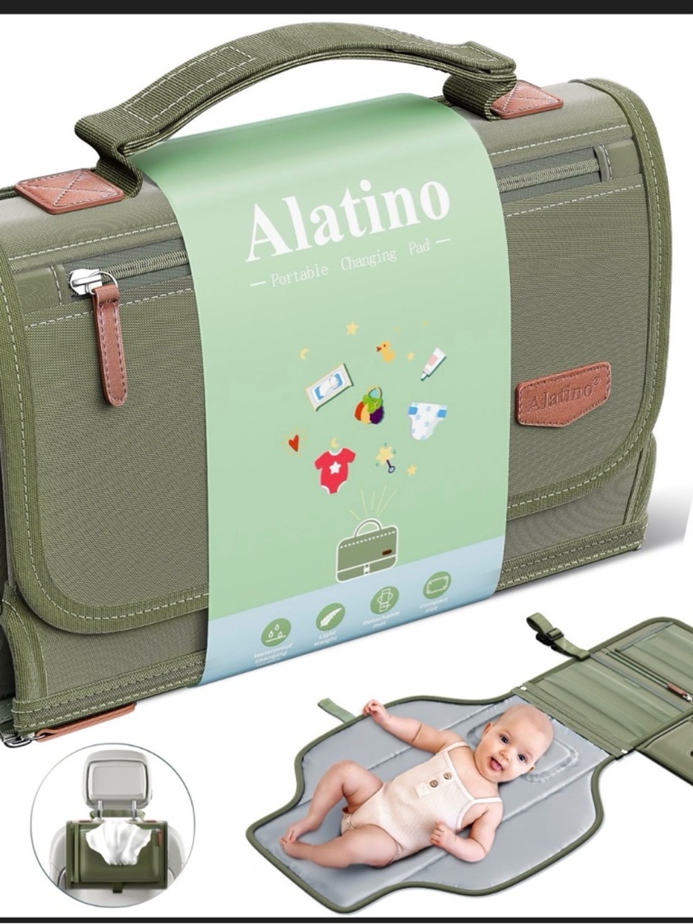 Portable Diaper Changing Pad for Baby(Army Green)
